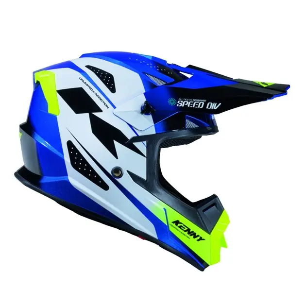 Hit sprzedaży Kask Cross/Enduro Track Dziecięcy Graphic Speed Neon Blue Niebieski/Biały / Żółty S (47-48 cm) Kenny Racing 261-0304020-5432