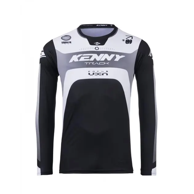 Darmowy zwrot Koszulka Cross/Enduro Kenny Racing Track Focus Black/White Czarny/Biały/Szary XXL 251-3403011-5809
