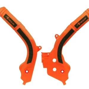 Osłony ramy Bi-Material Super Grip KTM SX 125/150/250, EXC/EXCF 250/350/450, SXF 250/350/450 pomarańczowo-czarne RACETECH PRTKTMARNR1 Wyprzedaż