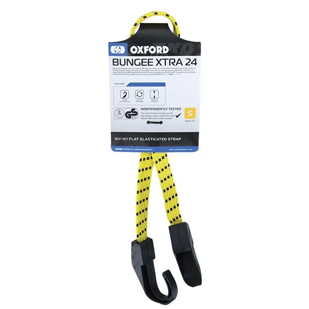 Bezpieczna płatność Taśma zabezpieczająca bagaż Bungee 16mm x 600mm żółta Oxford OX712