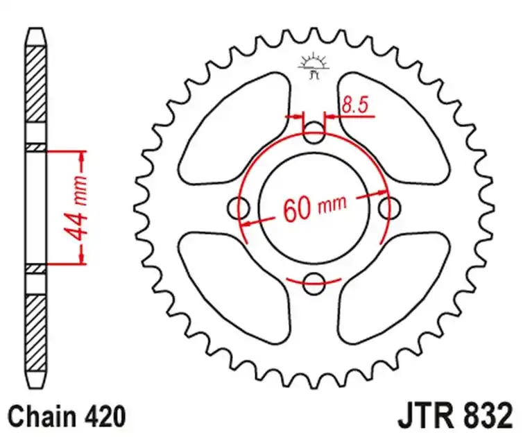 Bezpieczna płatność Zębatka tylna Yamaha MX 80, TY 80, DT 80 (41, ŁAŃC. 420) JT JTR832.41