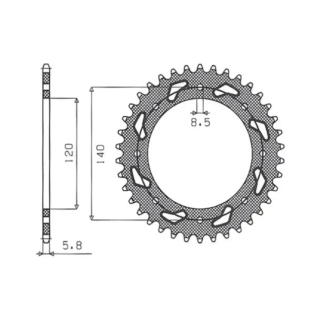 Oferta limitowana Zębatka tylna Kawasaki KLR 650C (43, ŁAŃC. 520) Sunstar SUN1-3532-43