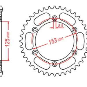 Zębatka tylna 4547 54 Honda XR 125L (JD19) (ŁAŃC. 428) MTX PARTS 11-KRH-54 Łatwy zwrot