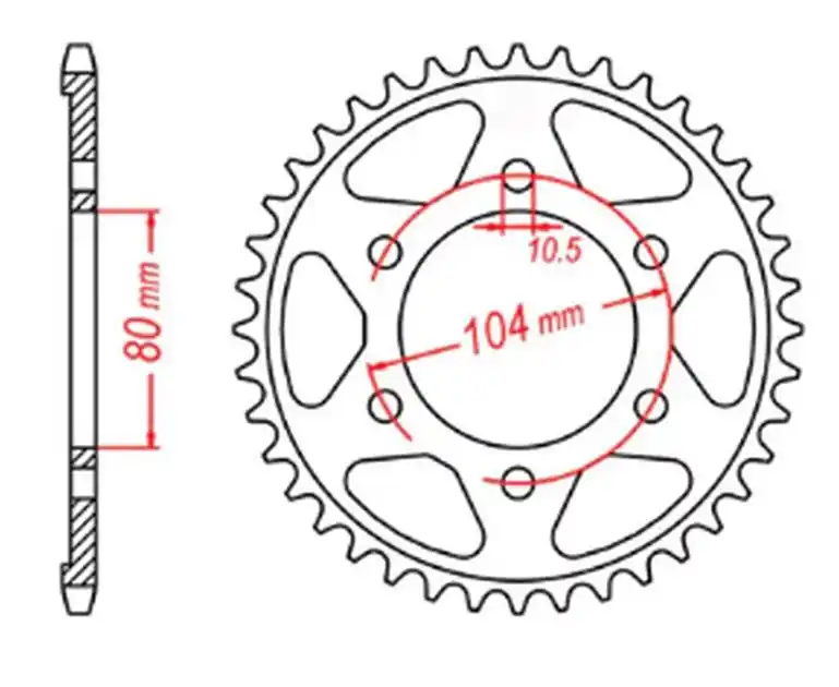 Zębatka tylna 4359 44 Kawasaki ZX750R, NINJA, KLZ VERSYS (ŁAŃC. 525) MTX PARTS 11-503-44 Tani