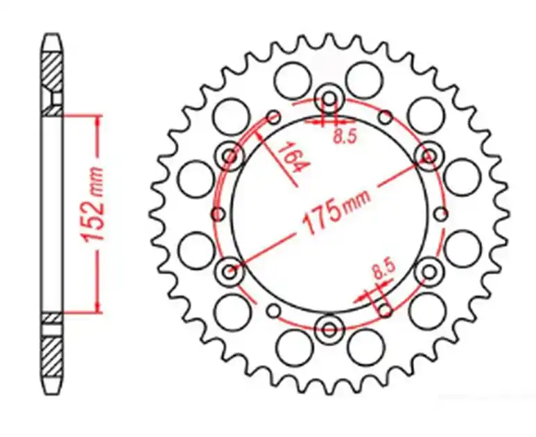 Zębatka tylna Yamaha TT 600R, TT 600S, YFZ 350 BANSHEE 42 (ŁAŃC. 520) MTX Parts 11-2H0-42 Niska cena