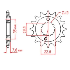 Zębatka przednia Suzuki LTR 450, LTZ 400, RMX 450, Kawasaki KFX 400, Hyosung TE 450 13 (ŁAŃC. 520) MTX Parts 10-401-13 Darmowy zwrot