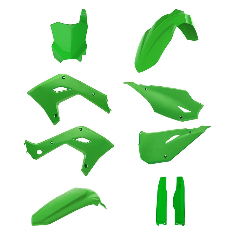 Zamów teraz POLISPORT KOMPLET PLASTIKÓW (FULL KIT) KAWASAKI KX 125 ‘03-‘08; KX 250 ‘03-‘08 (RESTYLING NA MODEL 2026) W ZESTAWIE TABLICA PRZEDNIA (8665900007) I OSŁONY AMORTYZARORÓW (8398000011) KOLOR ZIELONY