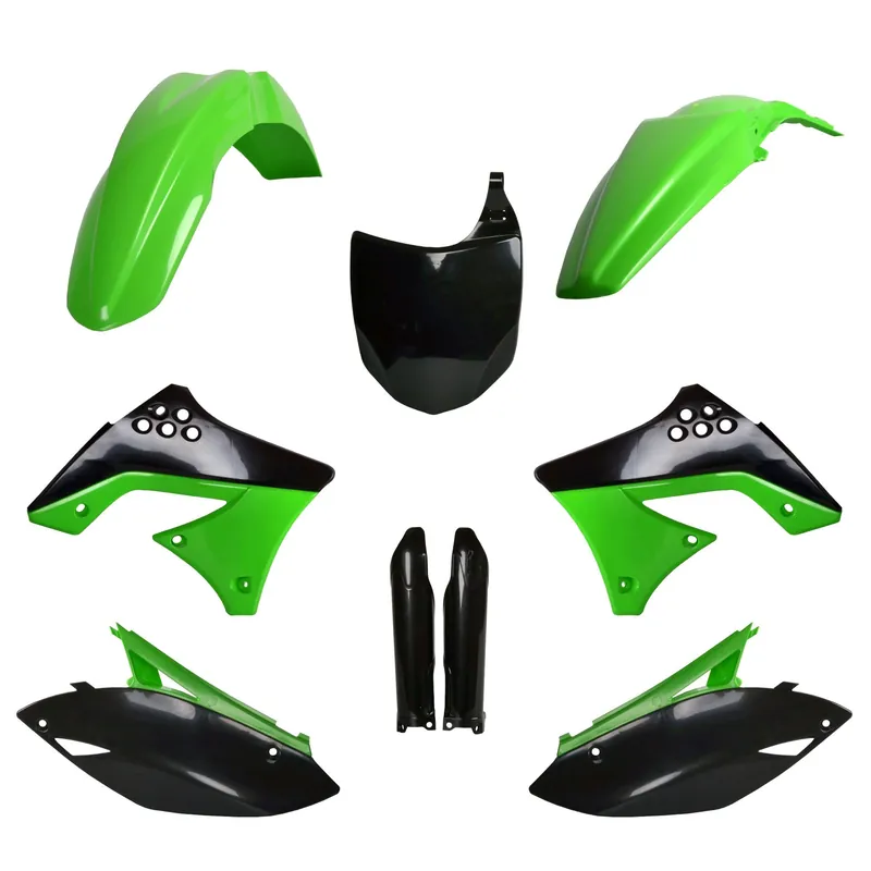 POLISPORT KOMPLET PLASTIKÓW (FULL KIT) KAWASAKI KX 250F ‘09-‘12 W ZESTAWIE TABLICA PRZEDNIA (8660800002) I OSŁONY AMORTYZARORÓW (8398000001) KOLOR CZARNY ZIELONY OEM Oferta czasowa