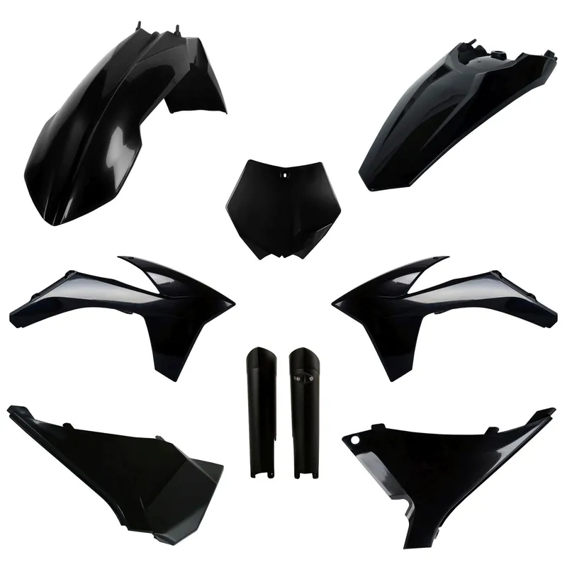Nie przegap POLISPORT KOMPLET PLASTIKÓW (FULL KIT) KTM SX ‘12; SX-F ‘11- ‘12; XC/XC-F ‘12 W ZESTAWIE TABLICA PRZEDNIA (8664400007) I OSŁONY AMORTYZATORÓW (8398500002) KOLOR CZARNY