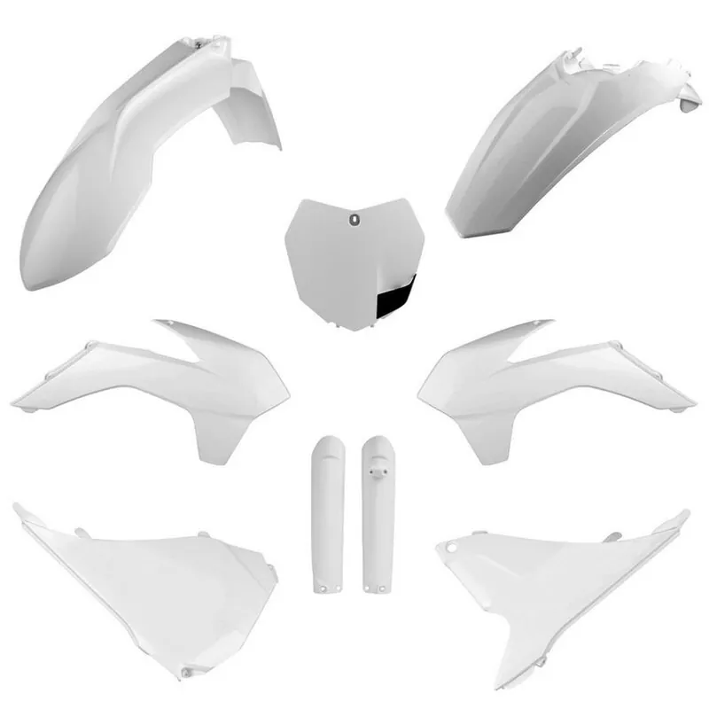 POLISPORT KOMPLET PLASTIKÓW (FULL KIT) KTM SX/SX-F/XC-F ‘15 W ZESTAWIE TABLICA PRZEDNIA (8659100002) I OSŁONY AMORTYZATORÓW (8398600002) KOLOR BIAŁY Wyprzedaż