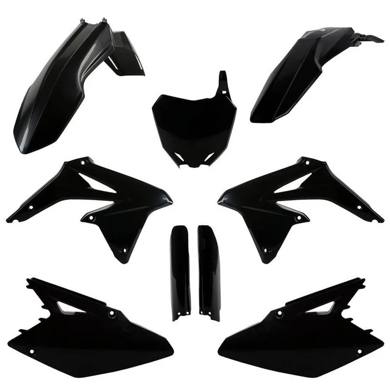 POLISPORT KOMPLET PLASTIKÓW (FULL KIT) SUZUKI RMZ 450 ‘08-‘17 W ZESTAWIE TABLICA PRZEDNIA (8659300003) I OSŁONY AMORTYZARORÓW (8398300002) KOLOR CZARNY Darmowy zwrot