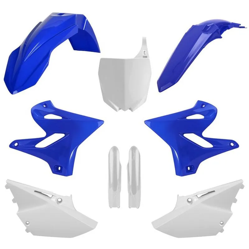 Promocja POLISPORT KOMPLET PLASTIKÓW (FULL KIT) YAMAHA YZ 125/250 ‘15-‘21 W ZESTAWIE TABLICA PRZEDNIA (8678400001) I OSŁONY AMORTYZARORÓW (8352000001) KOLOR NIEBIESKI BIAŁY OEM