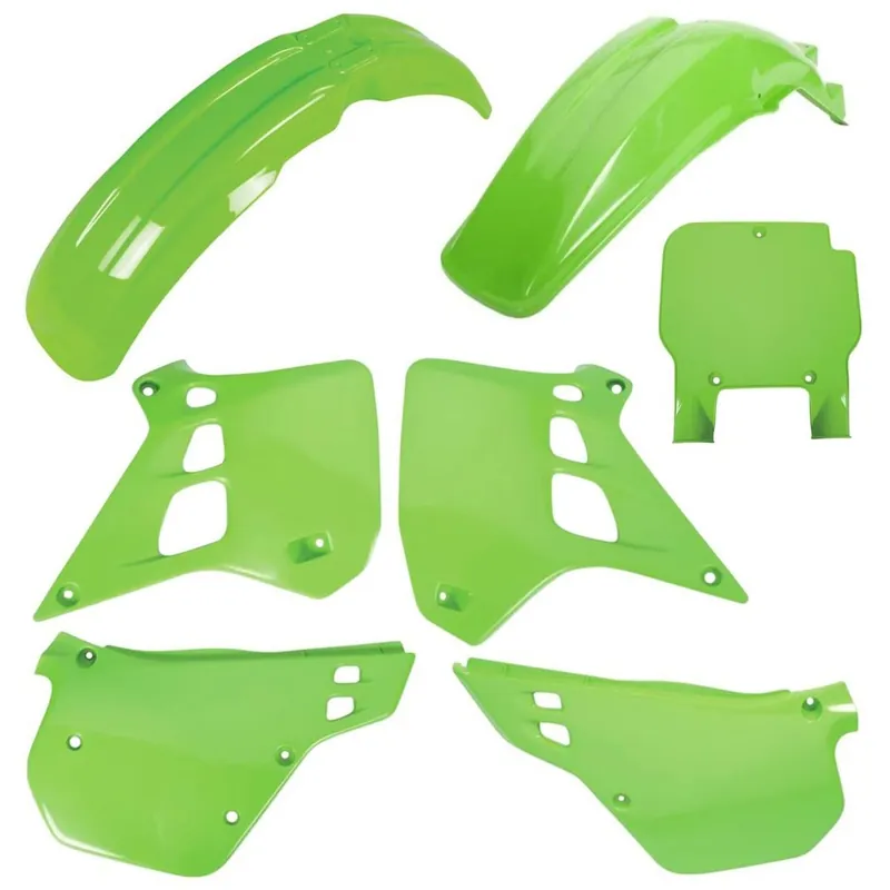 Niska cena POLISPORT KOMPLET PLASTIKÓW KAWASAKI KX 125 ‘90-‘91 W ZESTAWIE TABLICA PRZEDNIA (8672800001) KOLOR ZIELONY