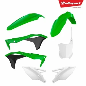 Ostatnia szansa POLISPORT WYPRZEDAŻ KOMPLET PLASTIKÓW KAWASAKI KX 250F ‘17-‘20 W ZESTAWIE TABLICA PRZEDNIA (8665900002) KOLOR ZIELONO BIAŁY OEM