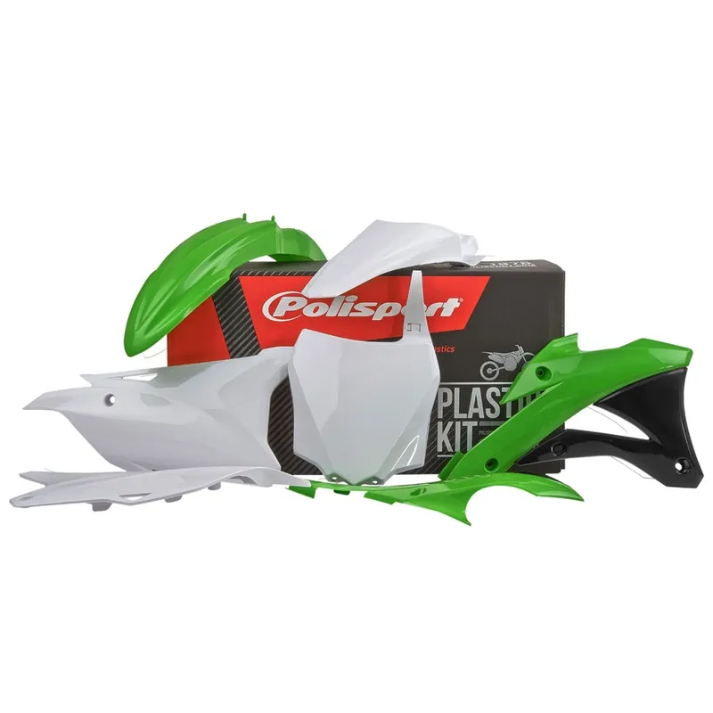 POLISPORT KOMPLET PLASTIKÓW KAWASAKI KX 85 ‘14-‘21; KX 100 ‘14-‘21; KX 112 ‘14-‘21 W ZESTAWIE TABLICA PRZEDNIA (8662900002) KOLOR ZIELONO BIAŁY OEM Zamów dziś