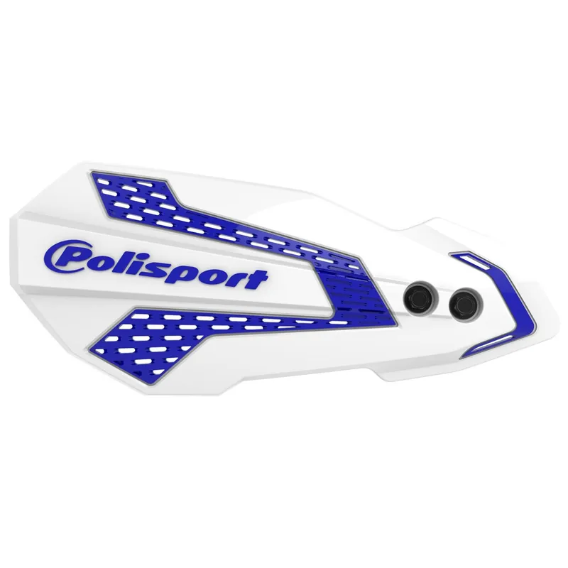 POLISPORT OFERTA SPECJALNA OSŁONY RĄK (LISTKI) MODEL MX FLOW Z UNIWERSALNYM ZESTAWEM MONTAŻOWYM KOLOR BIAŁO NIEBIESKIE Super okazja