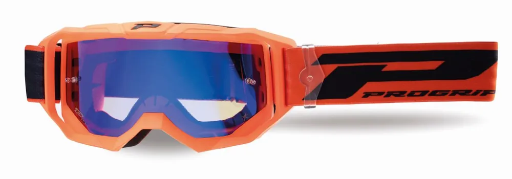 Wyjątkowa oferta PROGRIP GOGLE PG3300-409 FL VISION GO KOLOR POMARAŃCZOWY FLUO MAT (SZYBA PG3346 NIEBIESKA LUSTRZANA ANTISCRATCH, NO FOG, ANTI UV) (3300-409 FL)