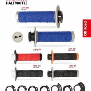 PROGRIP MANETKI PG809 OFF ROAD Z BLOKADĄ SCS LOCK-ON + 7 ADAPTERÓW ROLGAZU (22+25MM) KOLOR SZARY NIEBIESKI DWUSKŁADNIKOWE HALF WAFFLE DŁ. 115MM (809-291) Tylko dziś