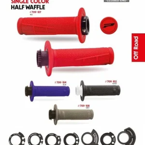 Obniżka ceny PROGRIP MANETKI PG709 OFF ROAD Z BLOKADĄ SCS LOCK-ON + 7 ADAPTERÓW ROLGAZU (22+25MM) KOLOR CZERWONY DWUSKŁADNIKOWE HALF WAFFLE DŁ. 115MM (709-107)