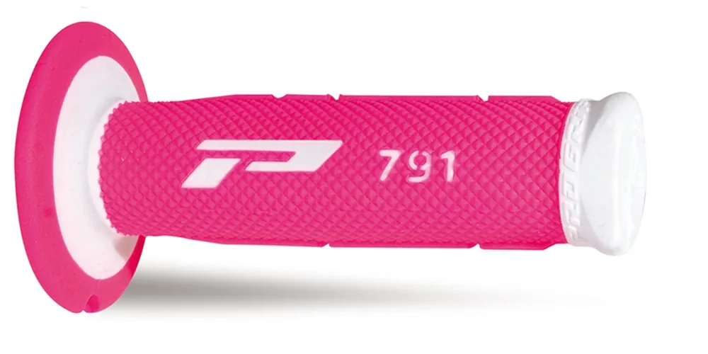 Łatwy zwrot PROGRIP MANETKI PG791 OFF ROAD (22+25MM, DŁ.115MM) KOLOR BIAŁY / FUKSJA FLUO (DWUSKŁADNIKOWE) (791-243) (PG791WH/FX)