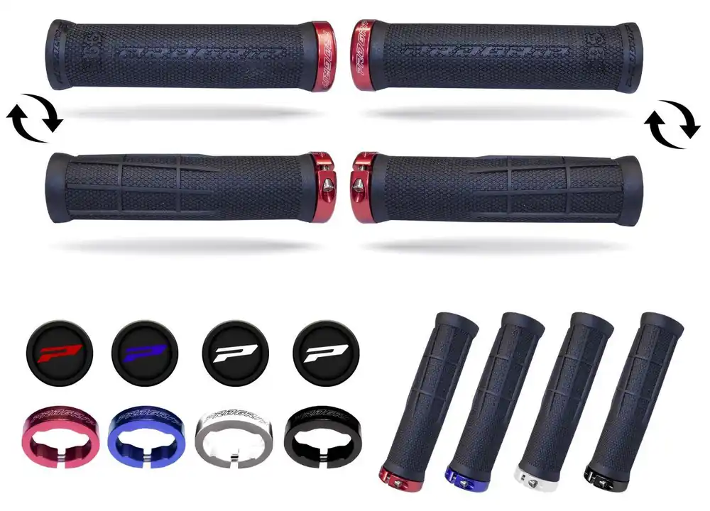 PROGRIP MANETKI PG995 ATV / JET SKI / MTB (22+22MM, DŁ. 130MM) KOLOR CZARNY Z CZERWONĄ BLOKADĄ LOCK-ON (995-357) (995-107) Hit cenowy