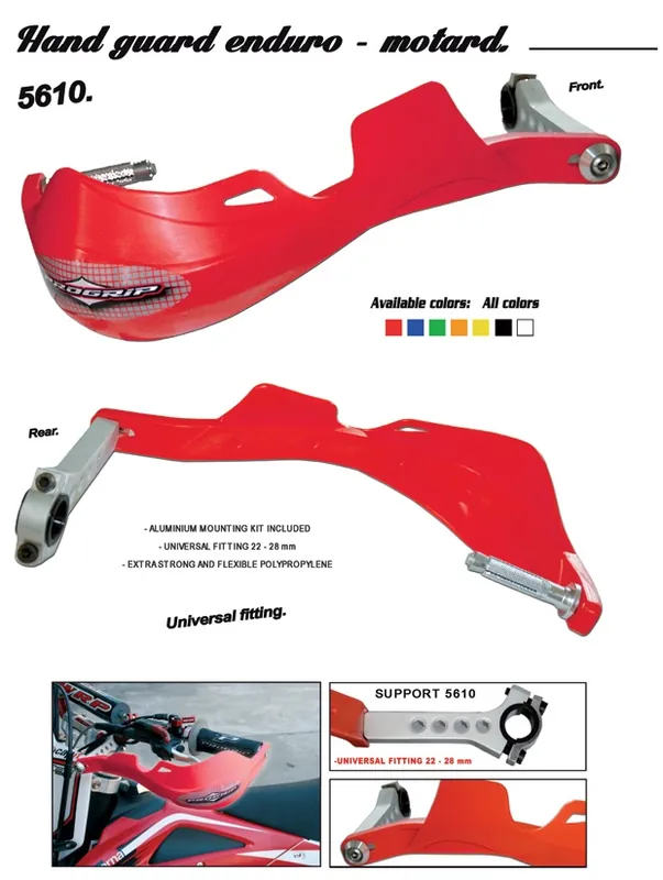 Zamów teraz PROGRIP OSŁONY RĄK (HANDBARY) PG5610 MOCOWANE DWUPUNKTOWO (22+28MM) KOLOR CZERWONY (PG5610RD) (5610-107)