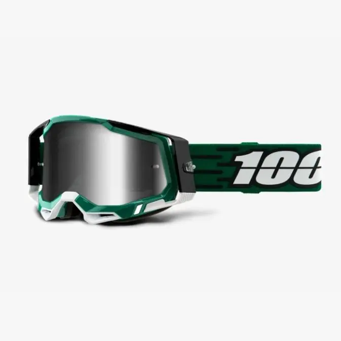 PROMOCJA 100 PROCENT FA20 GOGLE MODEL RACECRAFT 2 GOGGLE MILORI - MIRROR SILVER LENS KOLOR ZIELONY/CZARNY SZYBKA SREBRNE LUSTRO Oferta czasowa