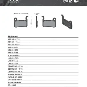PROMOCJA BRENTA BIKE KLOCKI HAMULCOWE ROWEROWE SINTER SPIEKANE METALICZNE MTB / SZOSA / ELEKTRYK PASUJE DO SHIMANO XTR BR-M975, BR-M966, BR-M965, XT BR-M776, BR-M775, BR-M765, SLX BR-M665, SAINT BR-M800, BR-M596 Ekspresowa dostawa