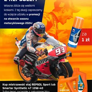 Dostępne od ręki PROMOCJA REPSOL OLEJ SILNIKOWY 4T SMARTER SPORT 10W40 4L MA2 PÓŁSYNTETYCZNY + REPSOL SMAR DO ŁAŃCUCHA QUALIFIER CHAIN 400ML - 1SZT ZA 1ZŁ