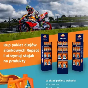Ograniczona ilość REPSOL PAKIET OLEJÓW SILNIKOWYCH ZE STOJAKIEM