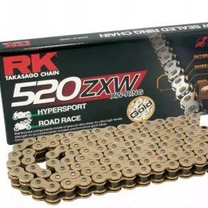 RK ŁAŃCUCH NAPĘDOWY 520ZXW-122 (XW-RING) ZAKUWKA (CLF) W ZESTAWIE KOLOR ZŁOTY (POJEMNOŚĆ DO 1200 CCM) (42 KN) Sprawdź teraz