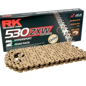 RK ŁAŃCUCH NAPĘDOWY GB530ZXW-118 (XW-RING) ZAKUWKA (CLF) W ZESTAWIE KOLOR ZŁOTY (POJEMNOŚĆ DO 1400 CCM) (44 KN) Tani
