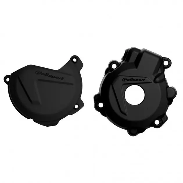 Zestaw osłon pokrywy alternatora i sprzęgła KTM EXCF/XCFW 250/350, Husqvarna FE 250/350 Czarny Polisport 90978 Nowość