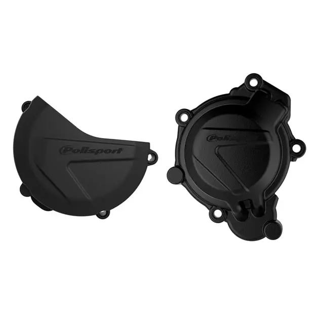Zestaw osłon pokrywy alternatora i sprzęgła KTM SX/XC 125/150, Husqvarna TC 125 Czarny Polisport 90963 Premium