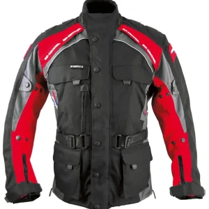Bestseller ROLEFF WIELKA PROMOCJA KURTKA TEKSTYLNA DŁUGA Z MEMBRANĄ WIND-TEX KOLOR MODEL LIVERPOOL CZARNY/CZERWONY ROZMIAR L