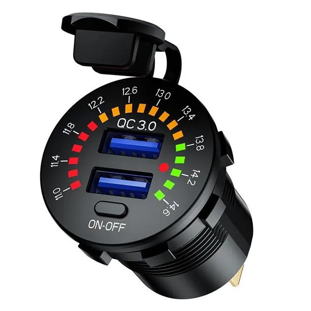 Podwójne gniazdo USB QC 3.0 36W z woltomierzem BIKETEC BTMUS44 Kup online
