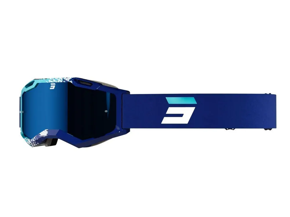 Ostatnie sztuki SHOT RACING (2022) GOGLE IRIS 2.0 FUSION BLUE GLOSSY KOLOR NIEBIESKI/BIAŁY SZYBKA NIEBIESKIE LUSTRO
