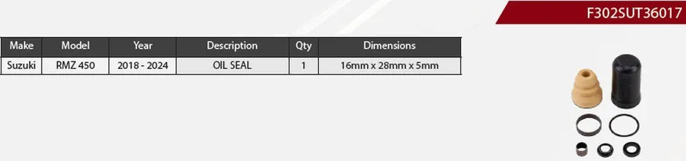 SHOWA 2024/07 ZESTAW NAPRAWCZY AMORTYZATORA TYLNEGO SUZUKI RMZ 450 ‘18-‘24 (SERVICE KIT) Tylko dziś