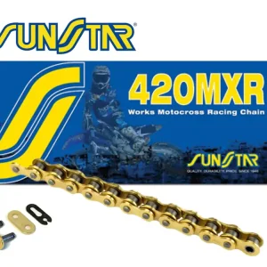 Ekspresowa dostawa SUNSTAR ZZZZ ŁAŃCUCH NAPĘDOWY 420MXR-126G (420NZ3) MOTOCROSS DO 150 CCM (KOLOR ZŁOTY) (22,2KN) OTWARTY + ZAPINKA - MADE IN JAPAN - OFERTA SPECJALNA