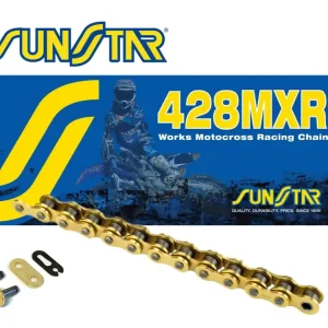 Bestseller SUNSTAR ŁAŃCUCH 428MXR-134G (428NZ3) MOTOCROSS DO 150 CCM (KOLOR ZŁOTY) (22,2KN) OTWARTY + ZAPINKA - WYPRZEDAŻ