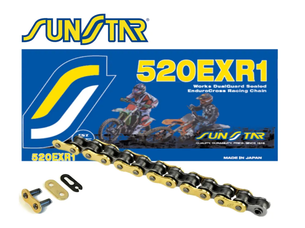 Wybór klientów SUNSTAR ZZZZ ŁAŃCUCH NAPĘDOWY 520EXR1-114G ENDURO DO 450 CCM (DG RING) KOLOR ZŁOTY (520VT2) OTWARTY + ZAPINKA (520EXR1114G) - MADE IN JAPAN - OFERTA SPECJALNA