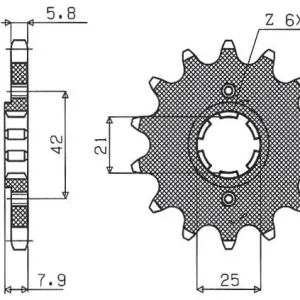 Taniej SUNSTAR ZĘBATKA PRZEDNIA 575 15 YAMAHA XT 600 ‘83-‘86, TT600, XT550 (JTF575.15) (ŁAŃC. 520) (57515JT)