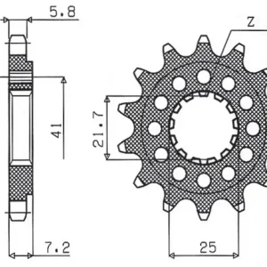 SUNSTAR ZĘBATKA PRZEDNIA KAWASAKI ZX-7R/RR ‘96-‘03, ZX-10R ‘04-‘15, SUZUKI GSXR 750 ‘00-‘15, SV 1000S ‘03-‘06 (KONWERSJA 520) (JTF1516.16) (ŁAŃC. 520) Ekspresowa dostawa