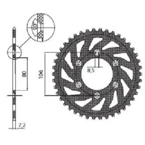 Nowość SUNSTAR ZĘBATKA TYLNA 3560 45 APRILIA SX 125 ‘08-‘12, MX 125 ‘04-‘07 (JTR22.45) (ŁAŃC. 520) (356045JT)