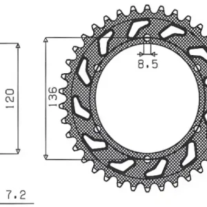 Cena promocyjna SUNSTAR ZĘBATKA TYLNA 4324 57 YAMAHA TDR 125 ‘93-‘99 (JTR1847.57) (ŁAŃC. 428) (432457JT)