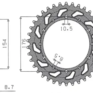 SUNSTAR ZĘBATKA TYLNA 4434 43 HONDA VFR750, VFR800 V-TEC ‘02-‘14, VFR800X CROSSRUNNER ‘11-‘15 (JTR1340.43) (ŁAŃC. 530) (443443JT) Dodaj do koszyka