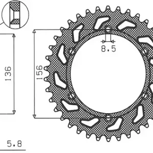 SUNSTAR ZĘBATKA TYLNA 702 49 HUSQVARNA SMS 125 ‘01-12, SUZUKI DR 250 (90-03) (JTR822.49) (ŁAŃC. 520) (70249JT) Do wyczerpania zapasów