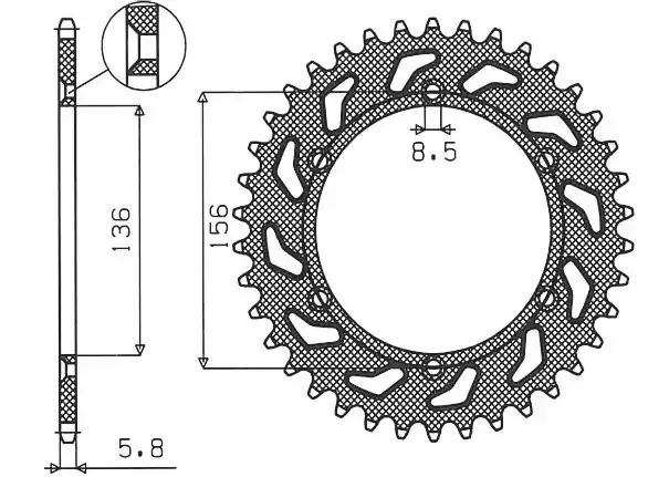 SUNSTAR ZĘBATKA TYLNA 702 49 HUSQVARNA SMS 125 ‘01-12, SUZUKI DR 250 (90-03) (JTR822.49) (ŁAŃC. 520) (70249JT) Do wyczerpania zapasów
