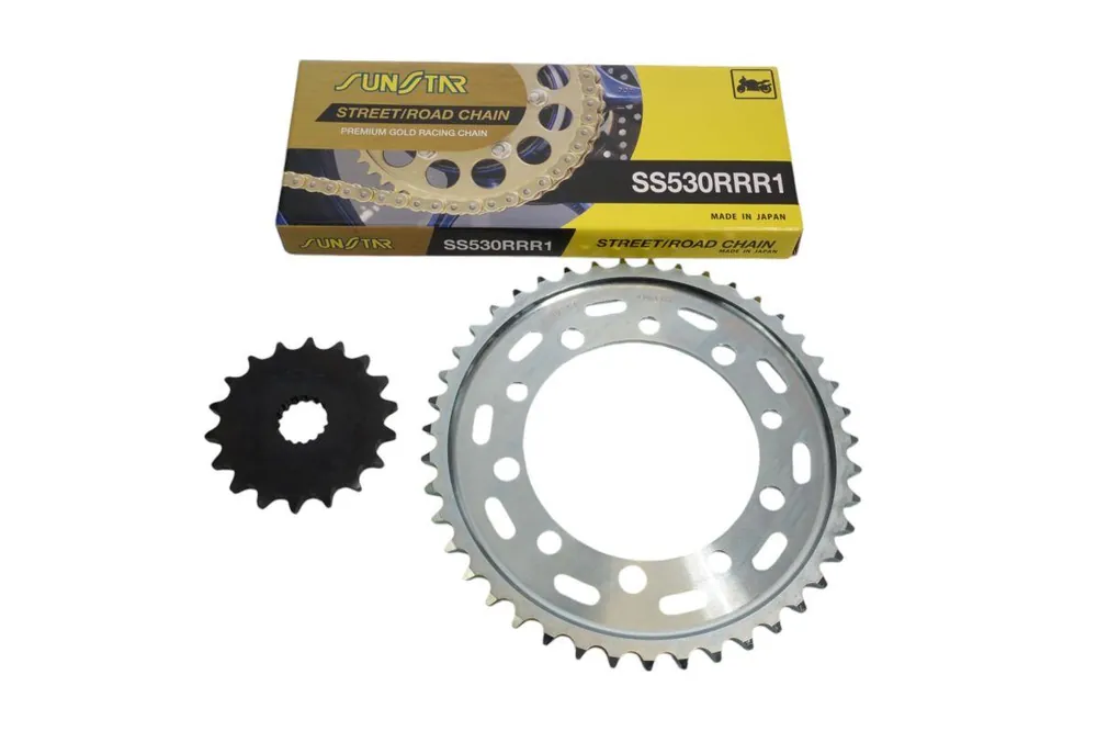 Bezpieczna płatność SUNSTAR ZESTAW NAPĘDOWY SUZUKI GSX 1300R HAYABUSA 08-15, B-KING 1300 08-11 PLUS ZŁOTY (18/43/118) (DO 1400CC XW RING) (SUN56018/SUN1-5500-43/SS530RRR1-118G) - ZASTĘPUJE K530RTG122 - MADE IN JAPAN - OFERTA SPECJALNA