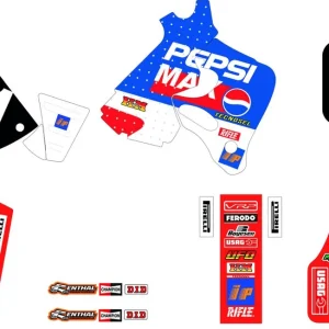 Oferta TECNOSEL (BLACKBIRD) KOMPLET NAKLEJEK (OKLEIN) HONDA CR 125 ‘93-‘94, CR 250 ‘92-‘94, REPLICA TEAM HONDA PEPSI ‘94 KOLOR CZERWONY/NIEBIESKI/BIAŁY